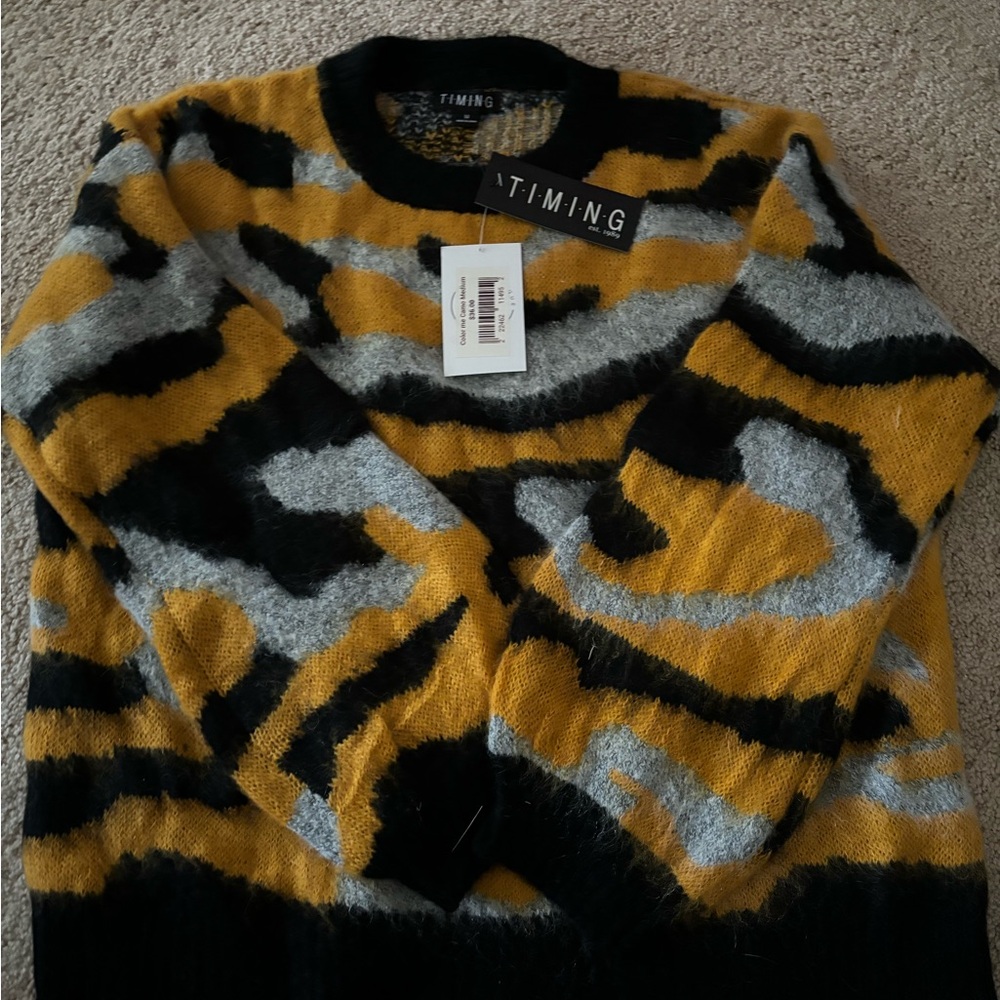 Timing Black, Yellow, and Gray Abstract Sweater